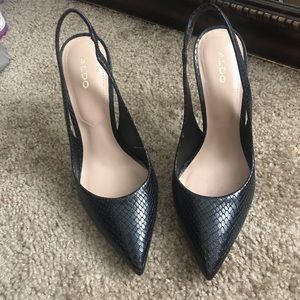 Aldo black faux alligator high heels